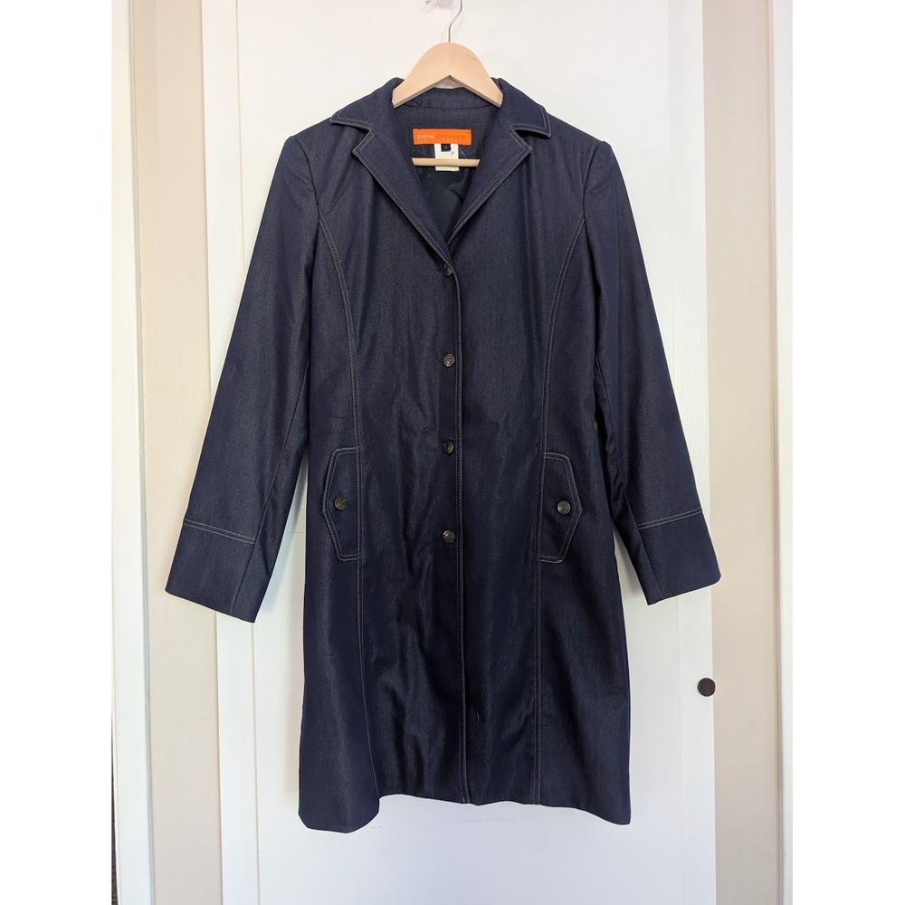 Y2K Denim Trench Coat Classic‎ Coastal Cowgirl Western Minimal 4 Cynthia Steffe